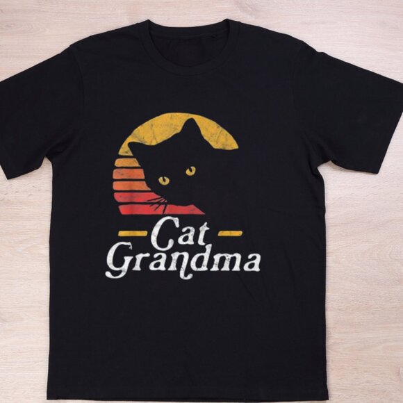 LaNess Tops - Cat Grandma Shirt, Gift for Cat Lovers, Vintage Graphics Pet Lovers Shirt
